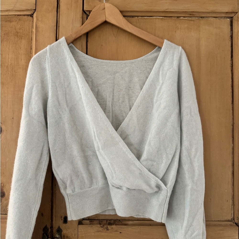 Ice Blue Cashmere Wrap Sweater